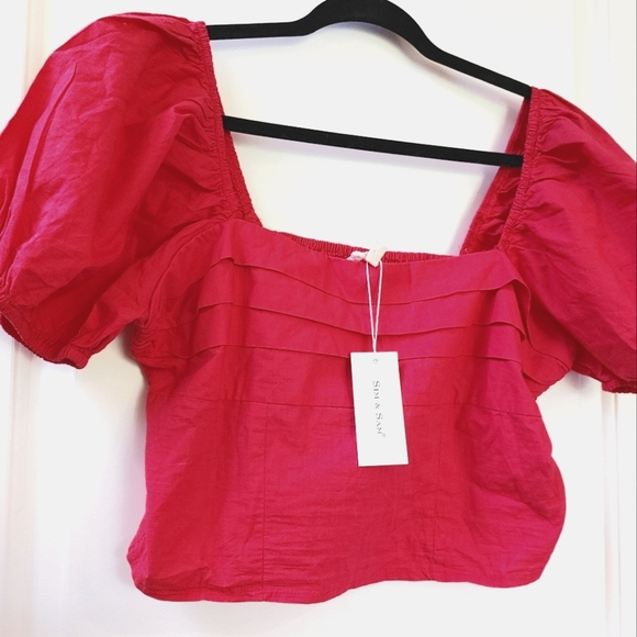 #31 Sim & Sam Pink Flame Crop Top ~ Size XL - Picture 2 of 8
